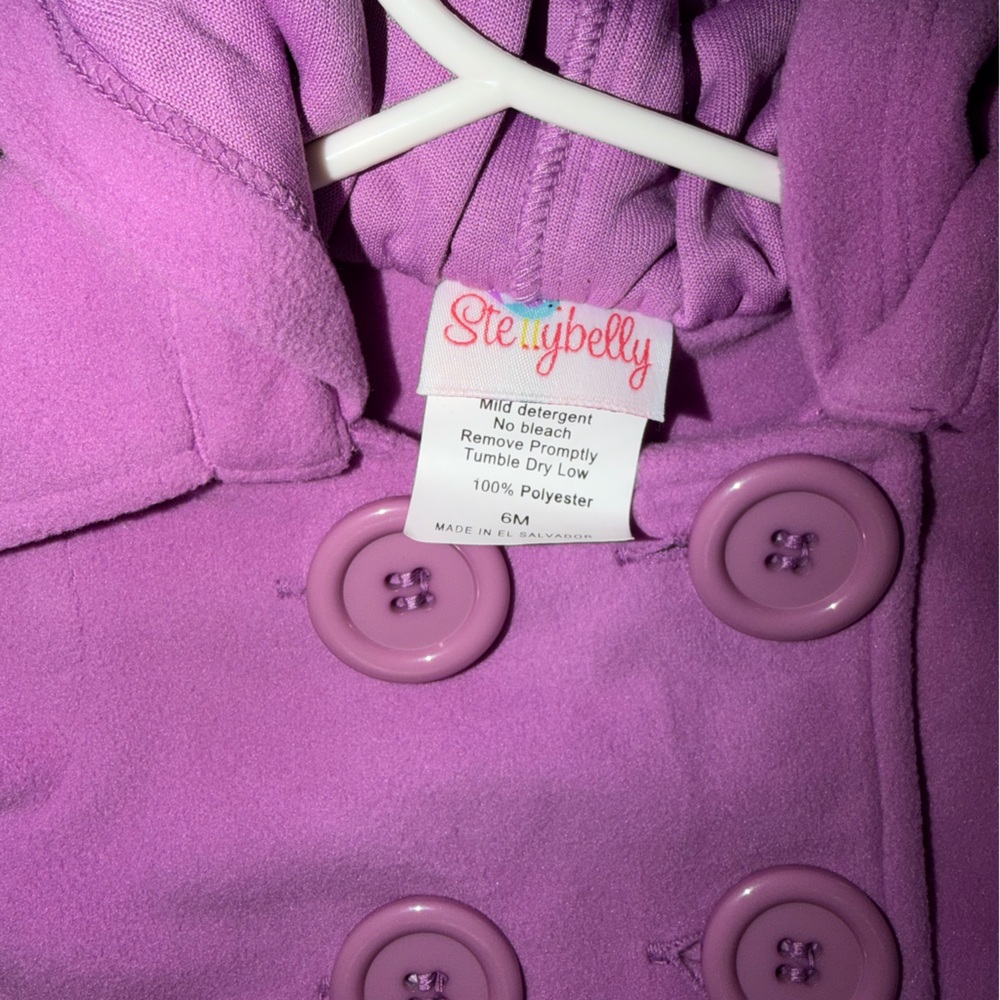 Stellybelly Purple Kids Pea Coat - Picture 2 of 4